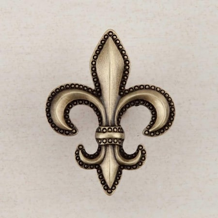 Acorn Mfg Artisan Collection Fleur - De - Lis Knob, Antique Brass DQDAP
